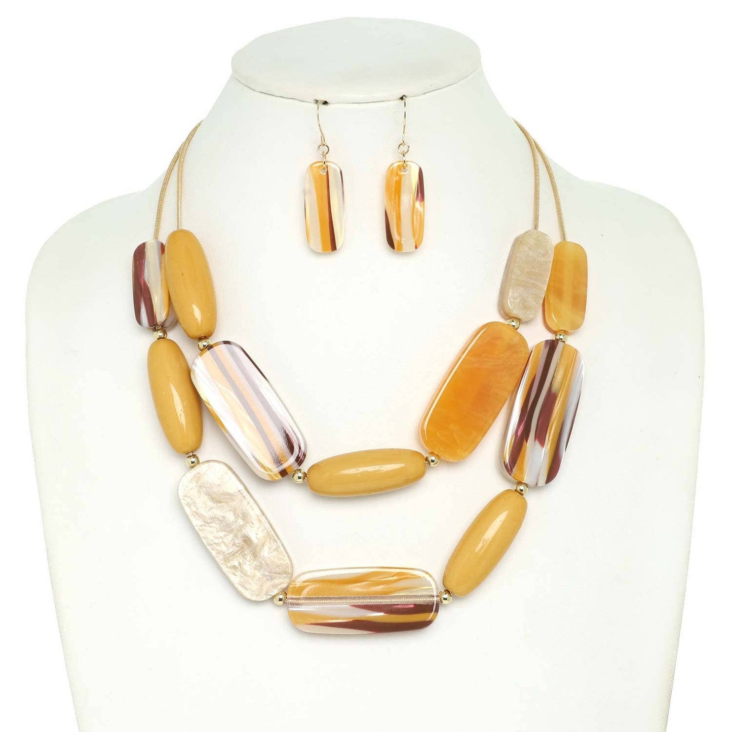 Multi Strand Natural Gemstone Beaded Necklace Set