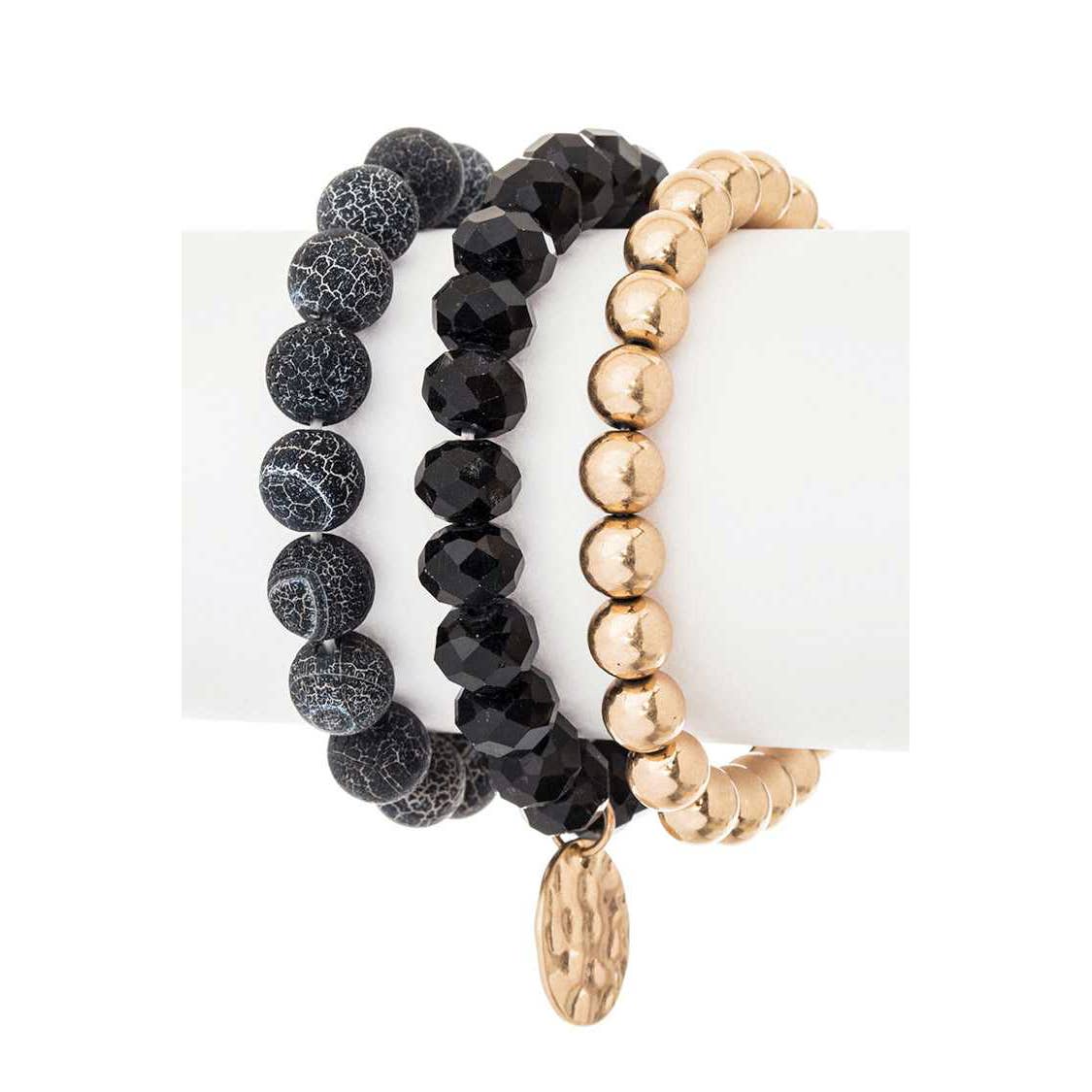 Mix Beads Layered Stretch Bracelet Set
