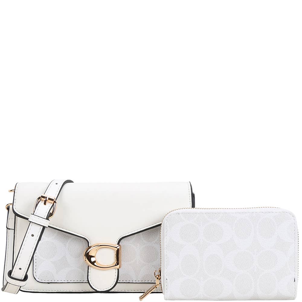 2IN1 OVAL PRINT CROSSBODY BAG W WALLET SET, QFT 1365A