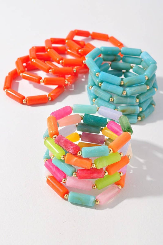 RESIN BEAD STRETCH BRACELET MBR-5620