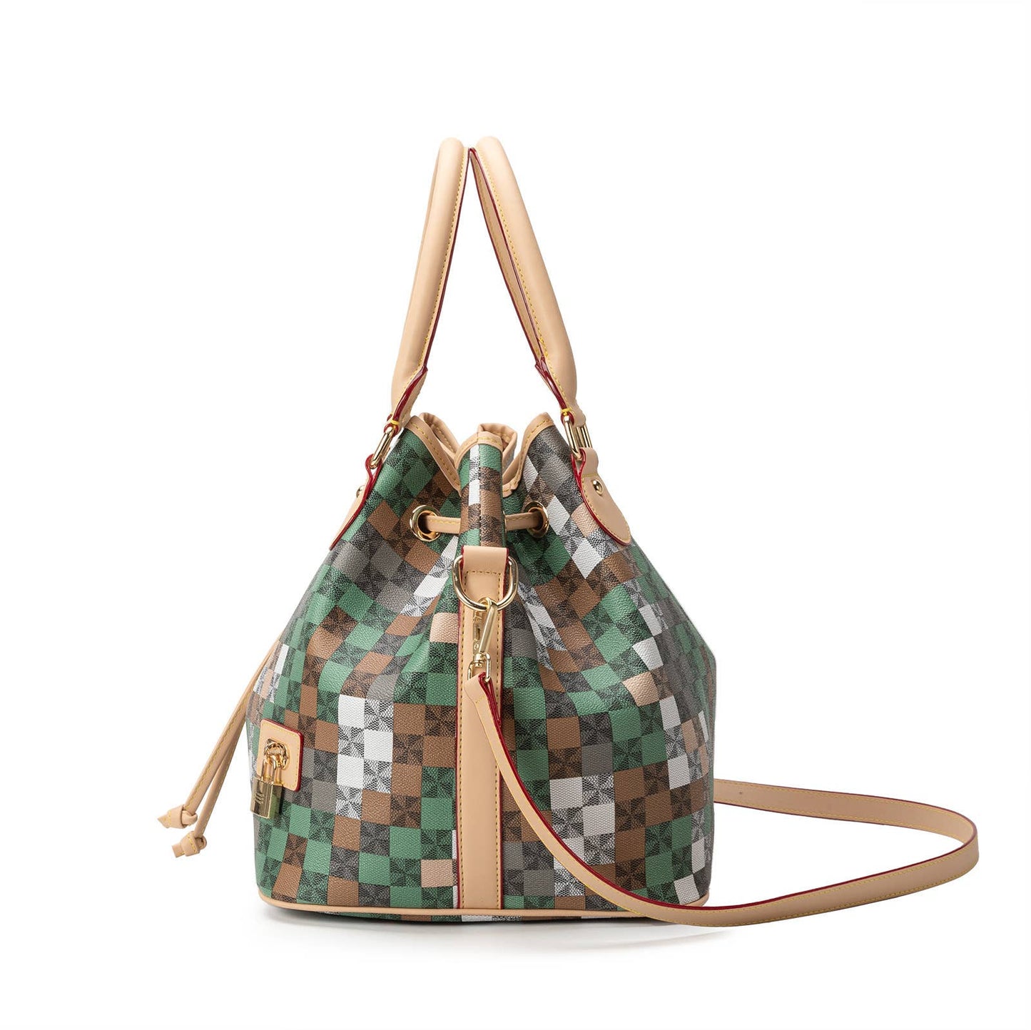 Camouflage drawstring bucket bag handbag