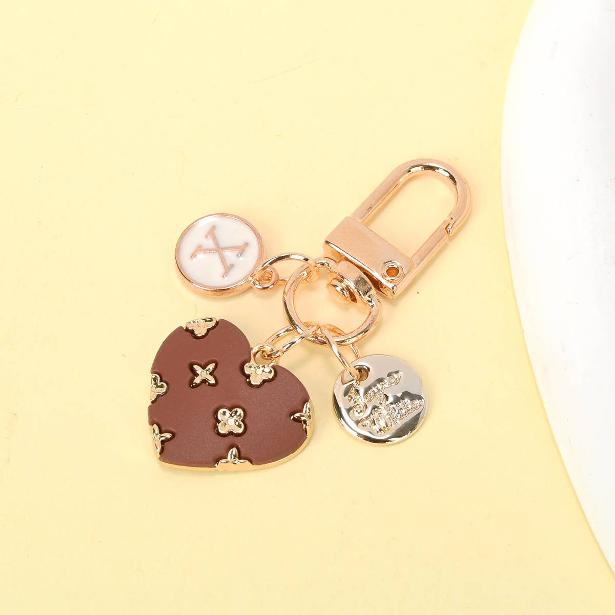 Letter Round Badge Love Keychain