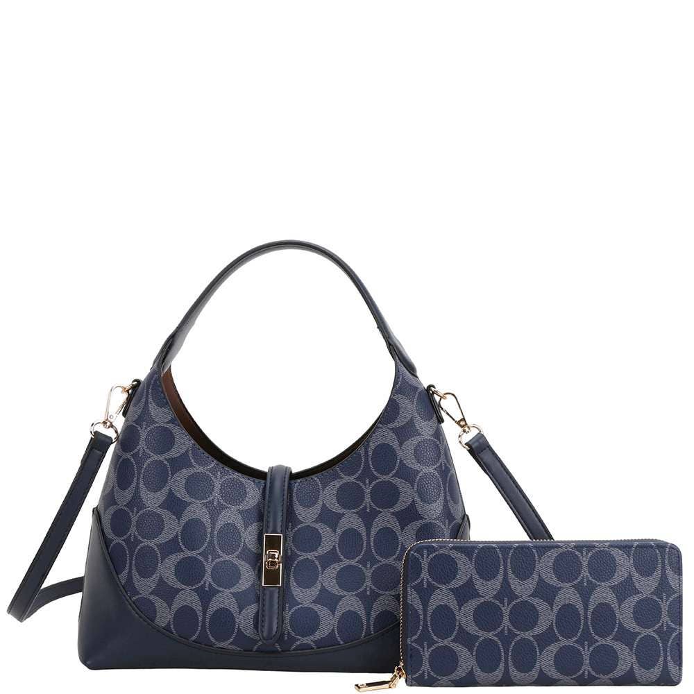 Classic Signature Hobo Bag & Wallet Set QFT-1378W