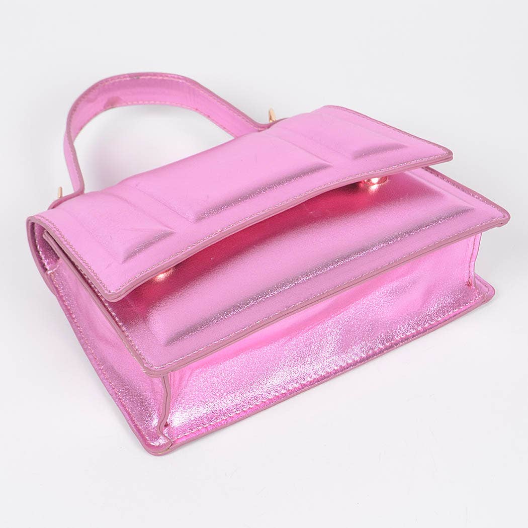 Metallic Top Handle Crossbody Bag