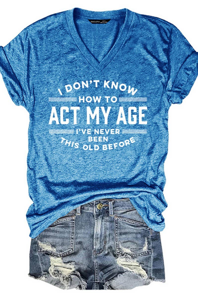 CWTTS1066_LETTER PRINT V NECK SHORT SLEEVED T SHIRT