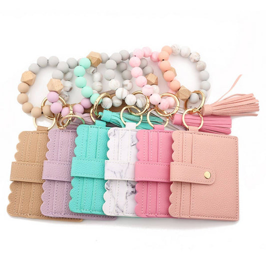 LEATHER WALLET TASSEL KEYCHAIN BRACELET_CWAJE0654