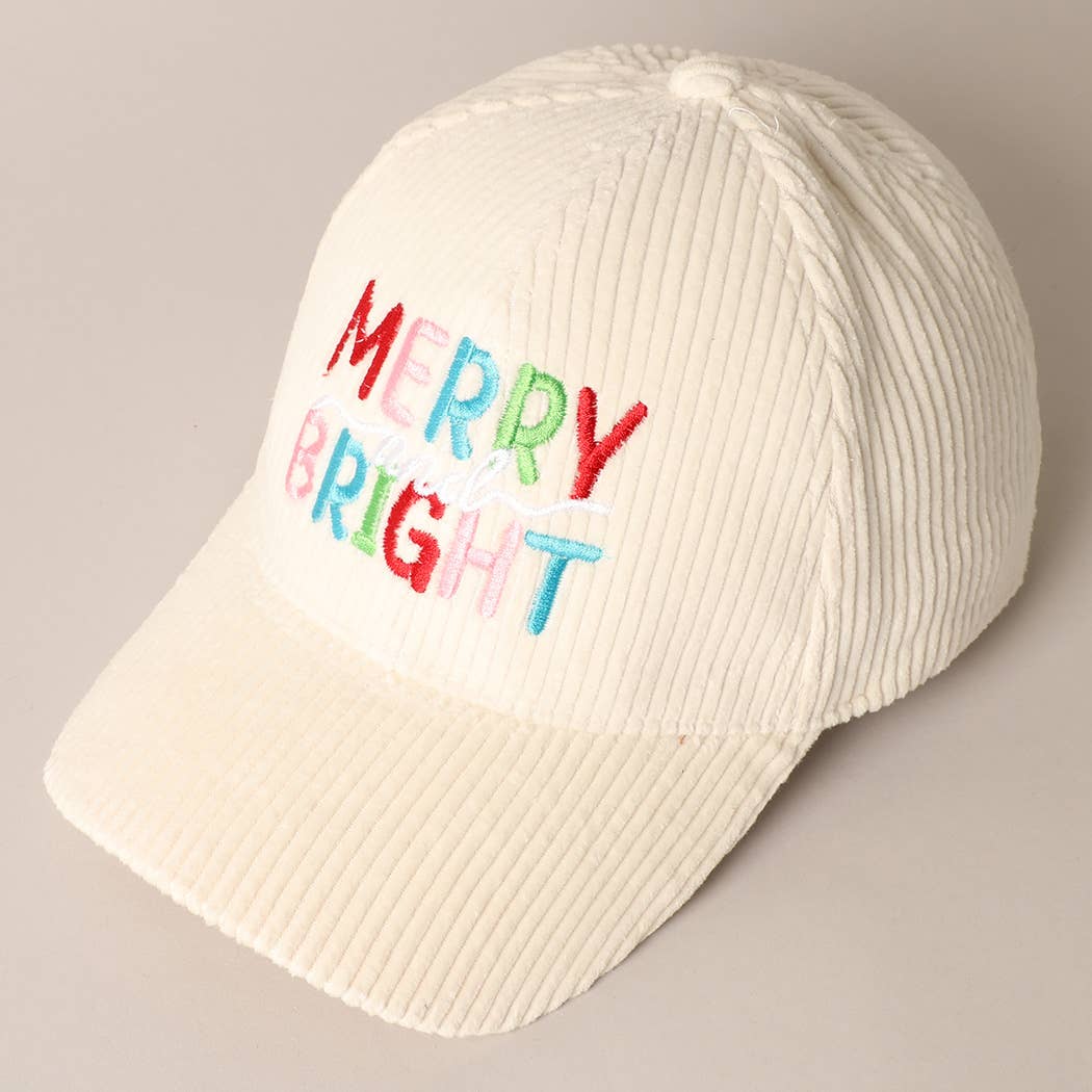 MERRY BRIGHT Embroidery Corduroy Cap