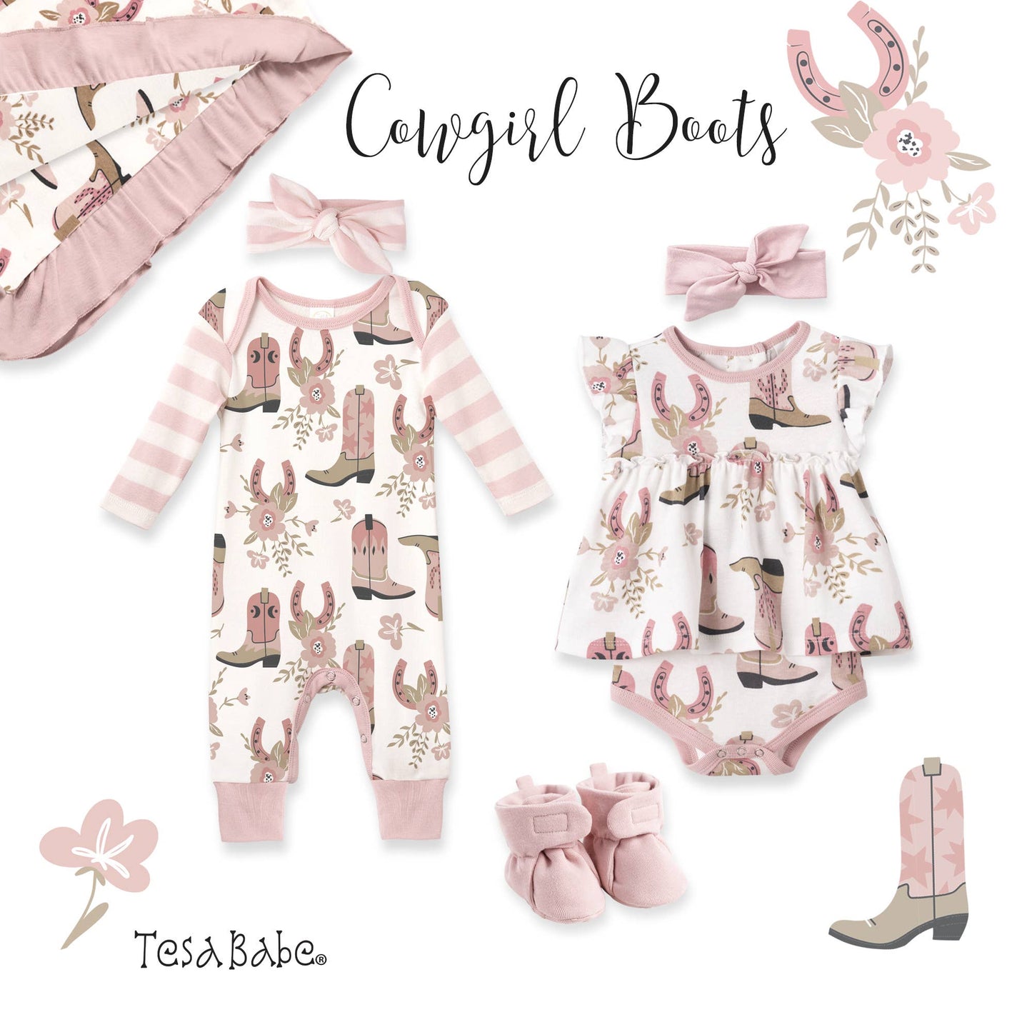 Western Cowgirl Boots Soft Baby Cotton Stroller Blanket