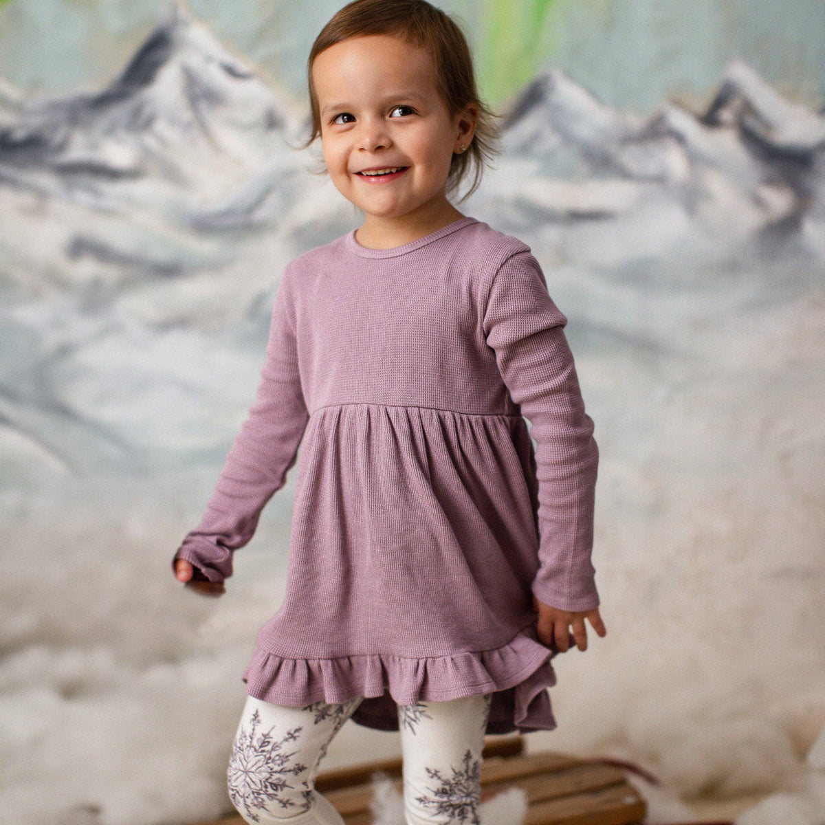 Elegant Snowflake Girl Tunic Set