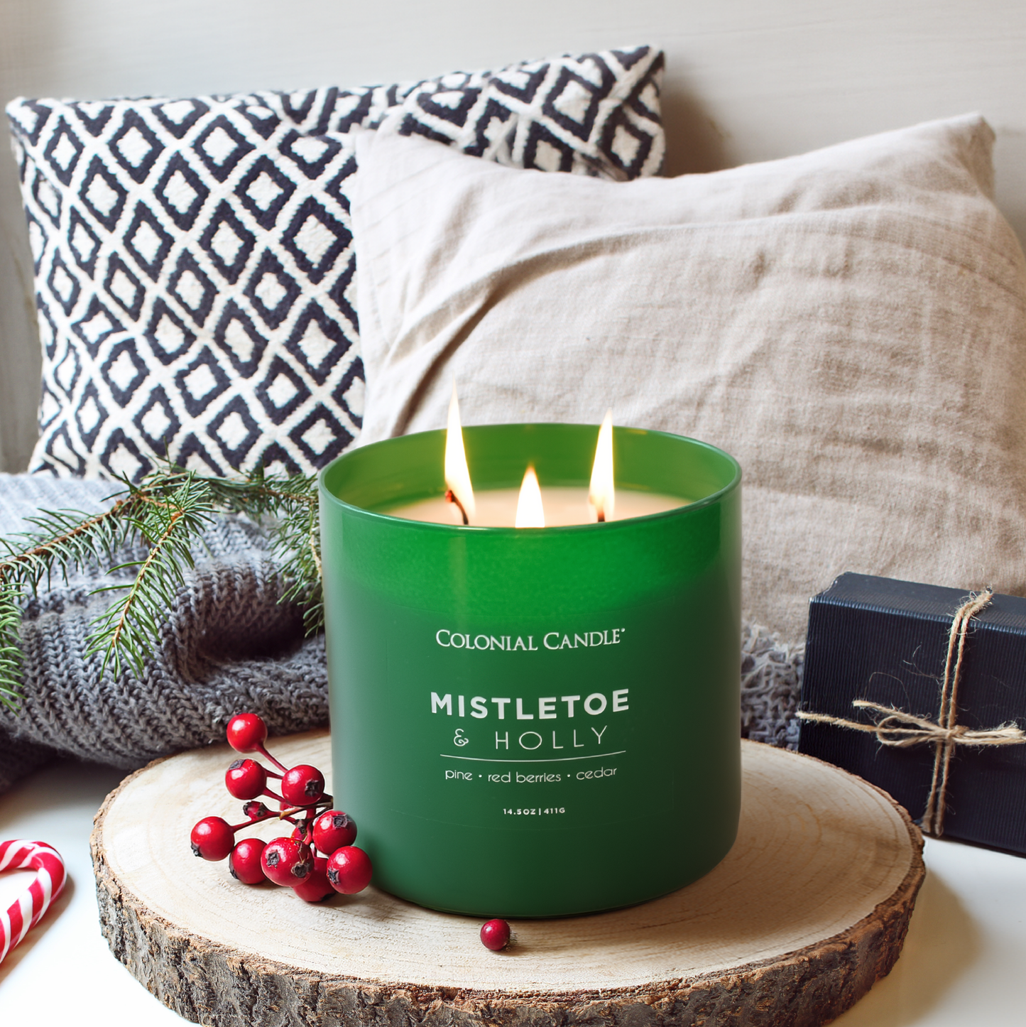 Mistletoe & Holly Scented Jar Candle, Soy Blend Wax, 14.5oz