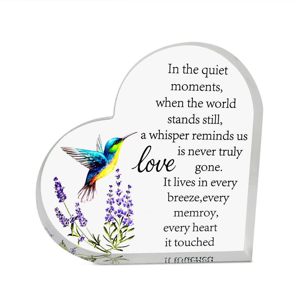 Acrylic Memorial Heart - Humming Bird