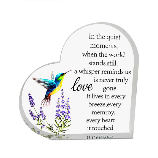 Acrylic Memorial Heart - Humming Bird