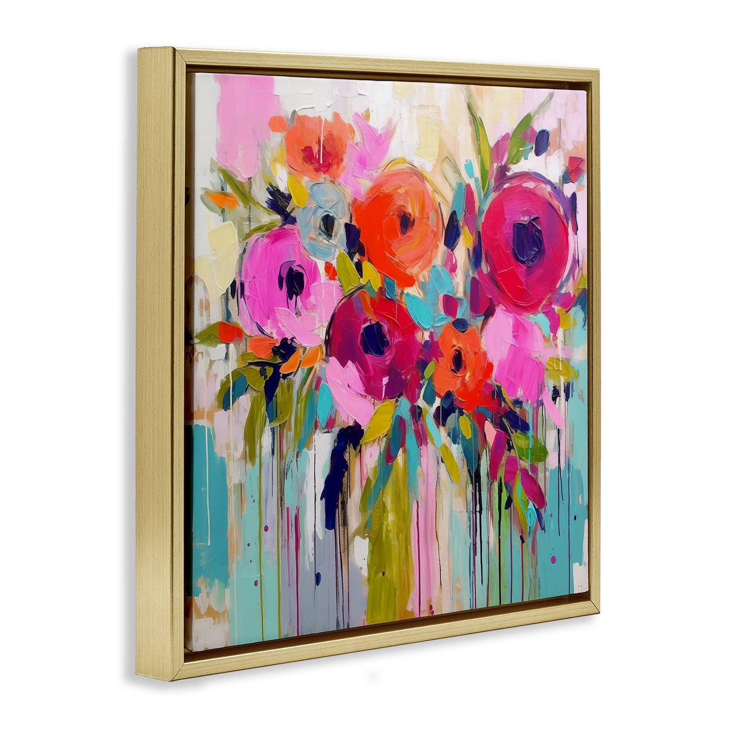 Bold Drip Roses Floater Framed Art
