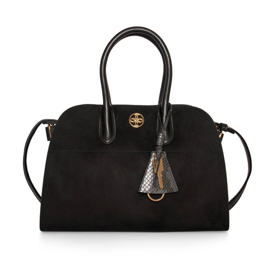 Aurora Suede Tassel Satchel  Chic Top Handle Handbag Purse