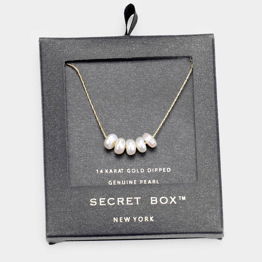 Secret Box _ 14k Gold Dipped Genuine Pearl Necklace