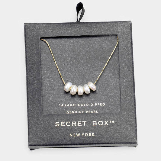 Secret Box _ 14k Gold Dipped Genuine Pearl Necklace