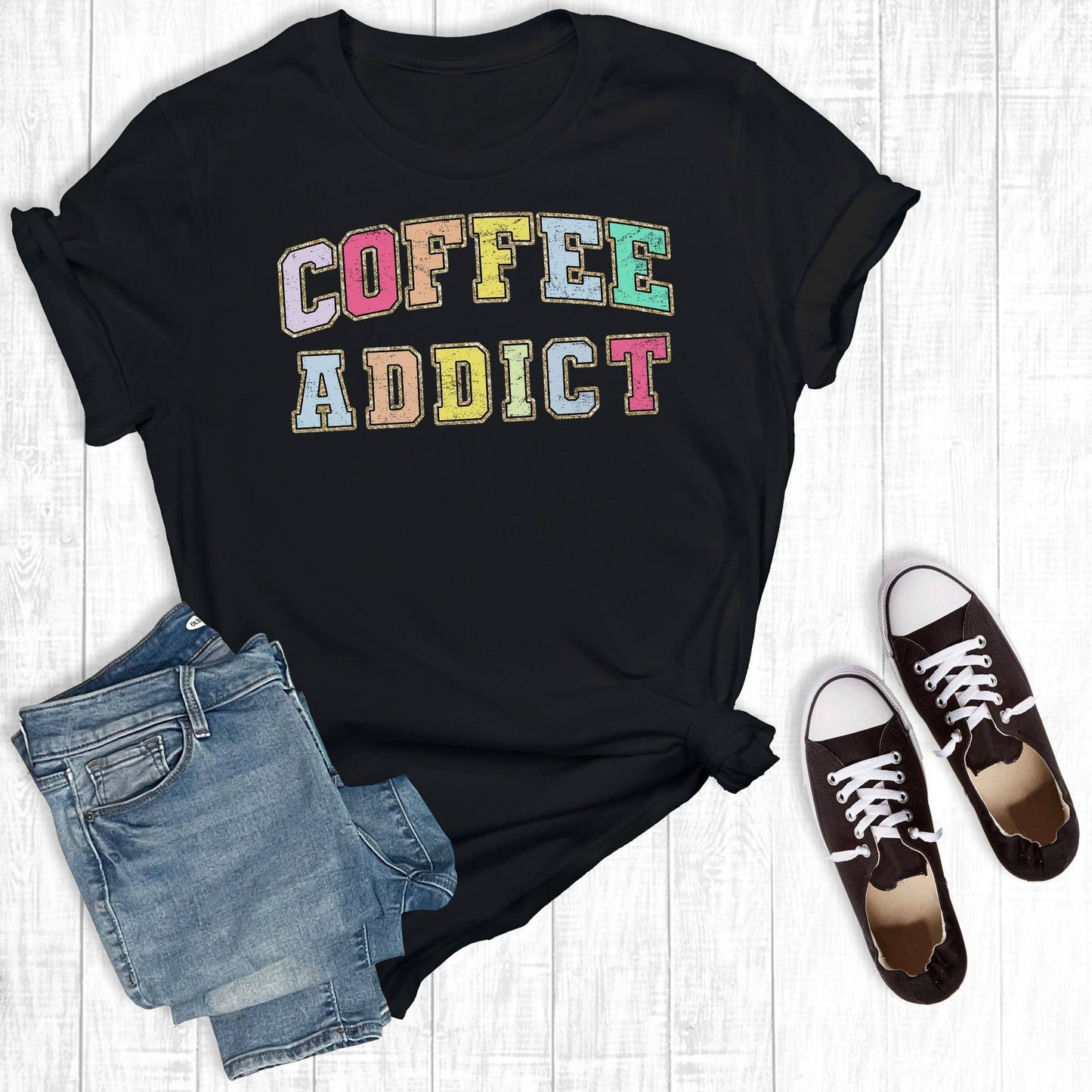 Coffee Addict Black Graphic T-shirt