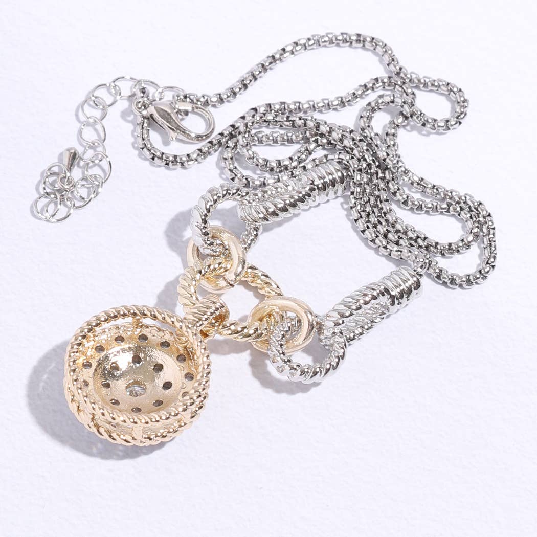 Round Pave Pendant RH Chain Necklace