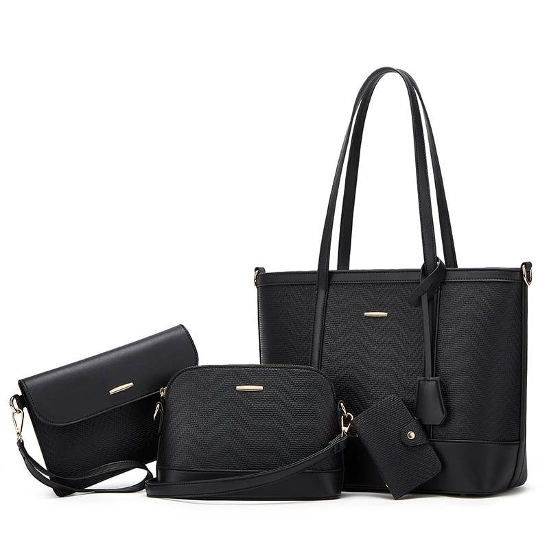 Textured Tote Bag 4-Piece Set