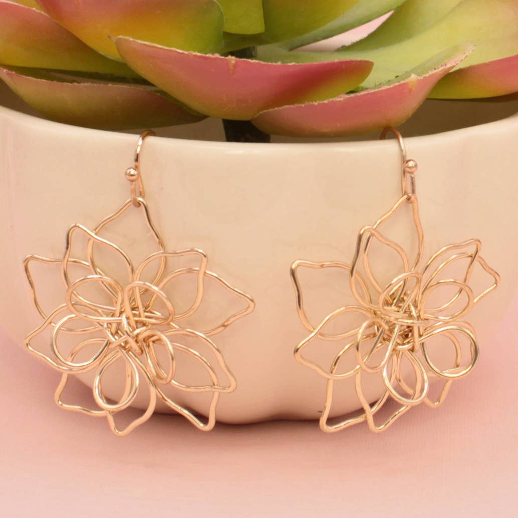 Gold Wire Flower Earrings