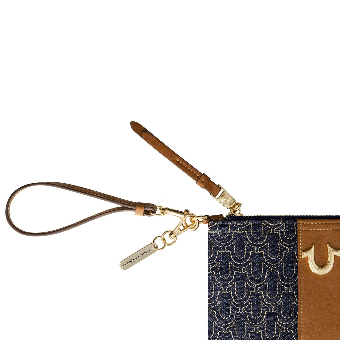 True Religion Quilted Horseshoe Wristlet Pouch, DARK DENIM