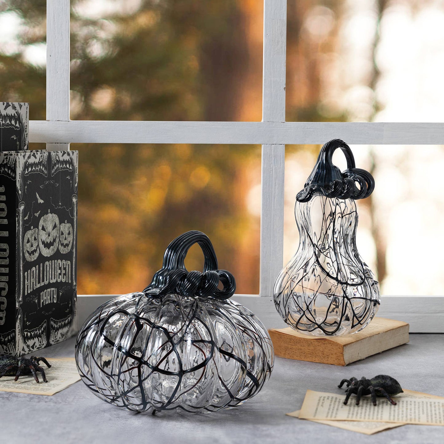 7.50 in L Halloween Glass Pumpkin
