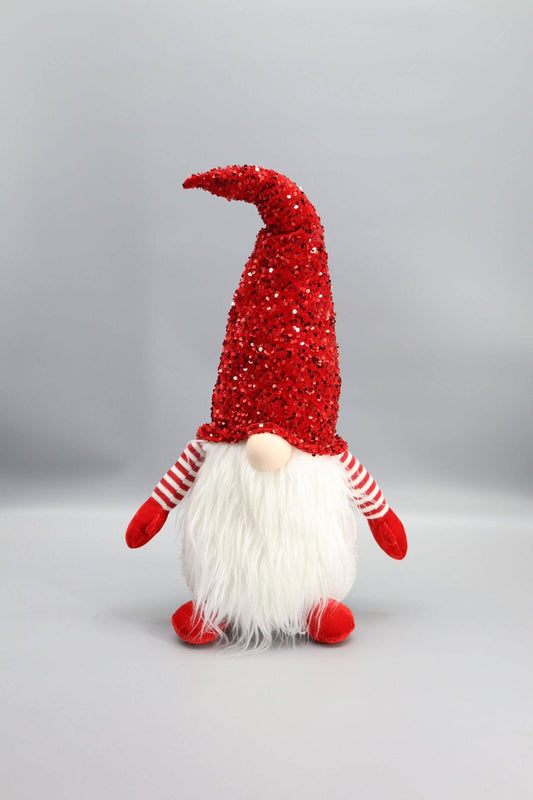 Gnome with Red Glitter Hat Fabric Christmas Decoration