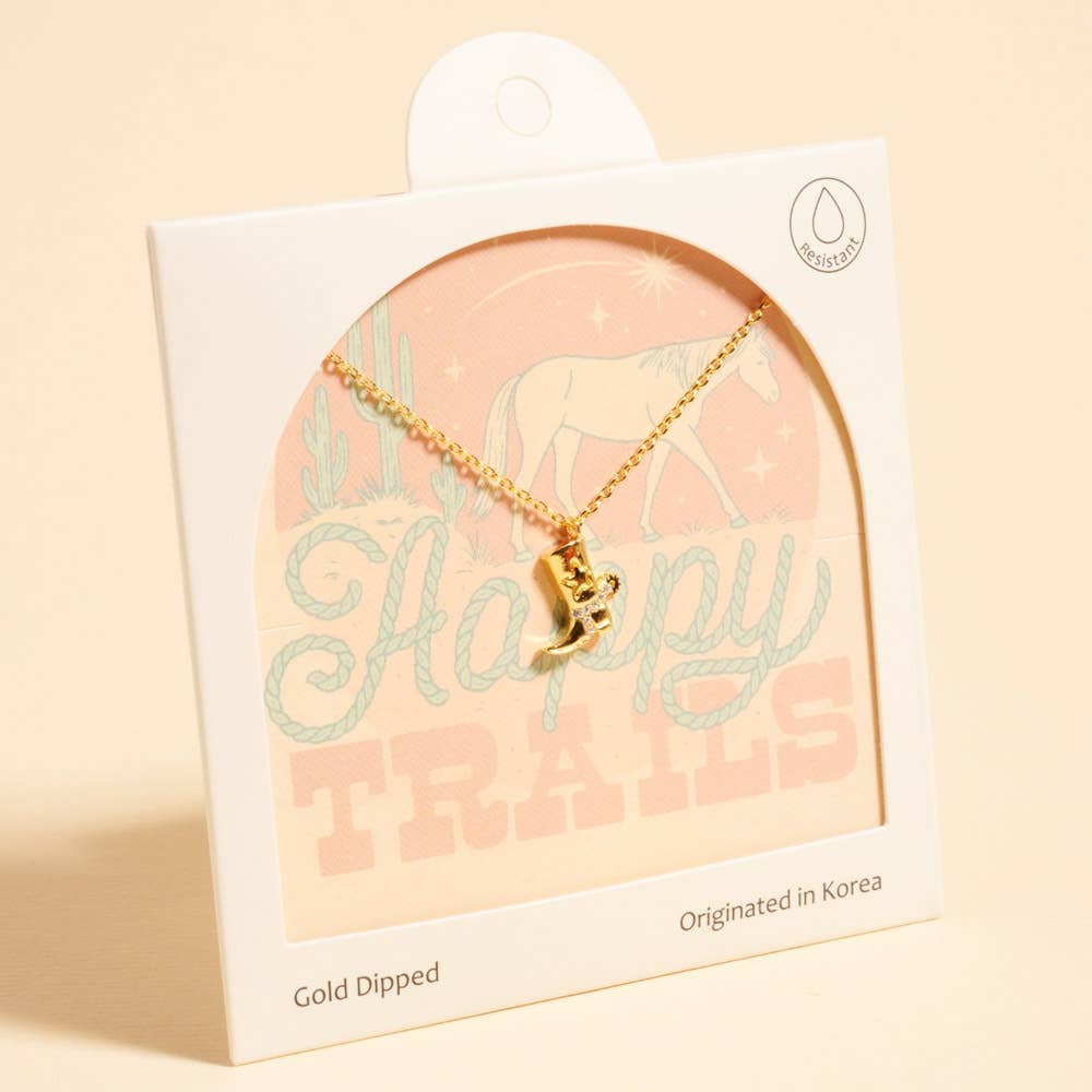 COWBOY BOOTS SHAPED GOLD DIPPED PENDANT SHORT NE, GDA 5052N