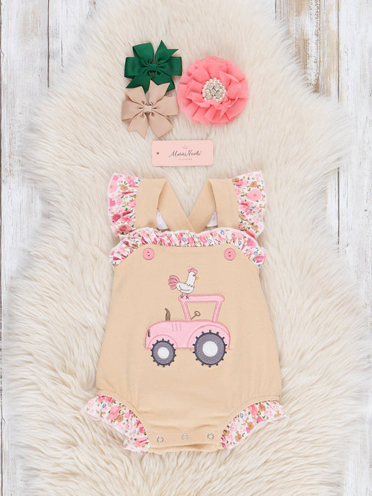 Sweet Tractor Ride Floral Ruffle Bubble