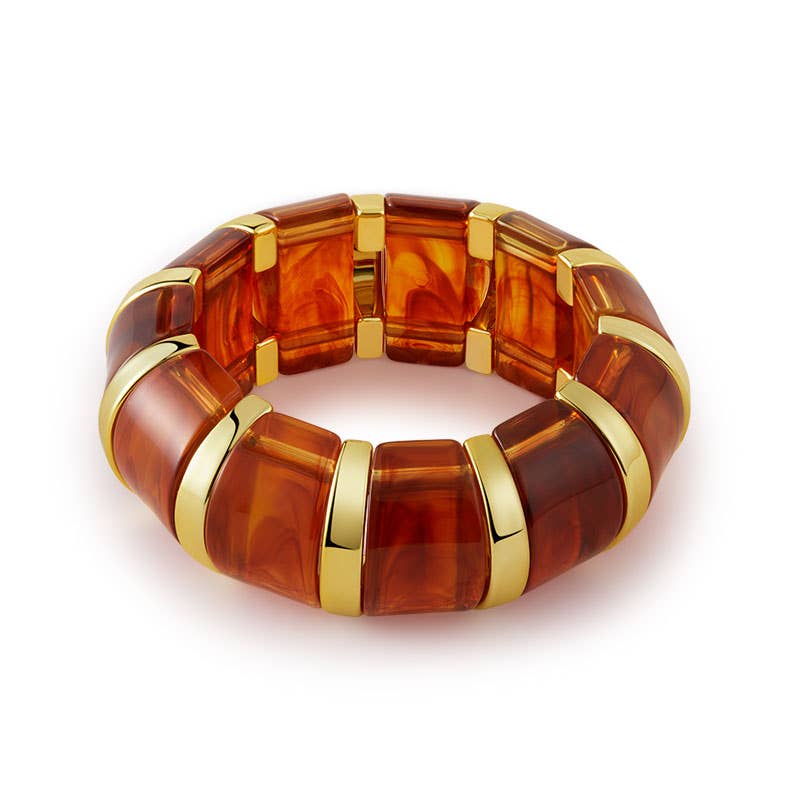 B25170 Bold Tiled Polyresin Stretch Bangle Bracelet