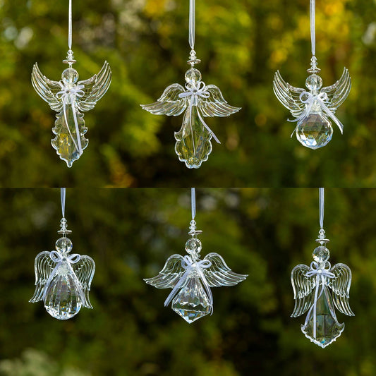 Hanging Clear Acrylic Angel Ornaments in 6 Assorted Styles