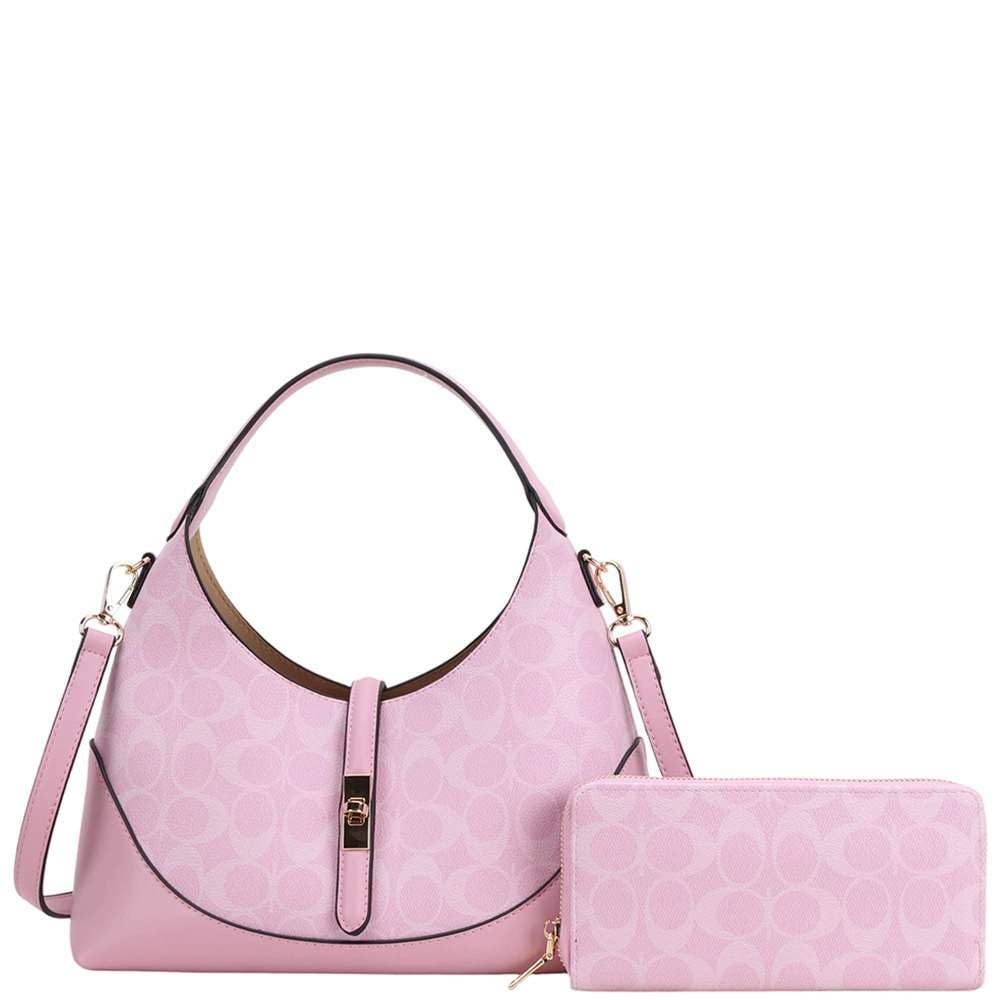 Classic Signature Hobo Bag & Wallet Set QFT-1378W
