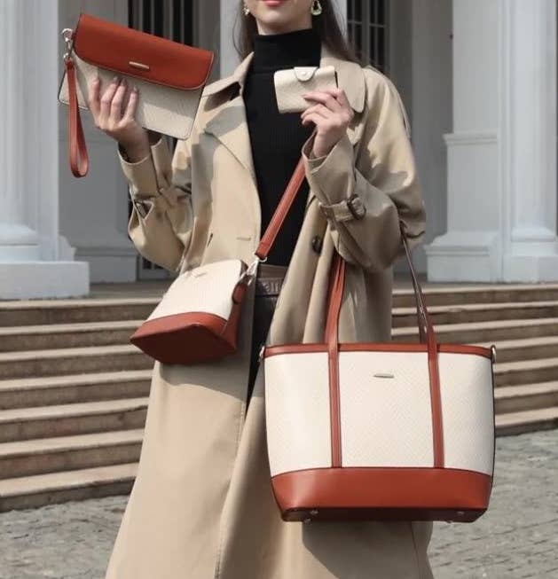 Textured Tote Bag 4-Piece Set