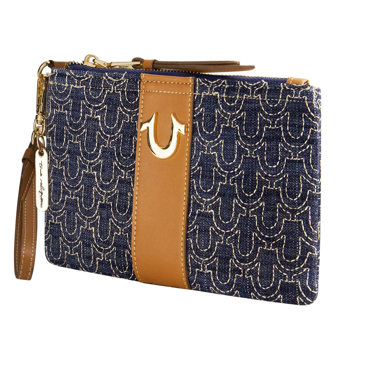 True Religion Quilted Horseshoe Wristlet Pouch, DARK DENIM