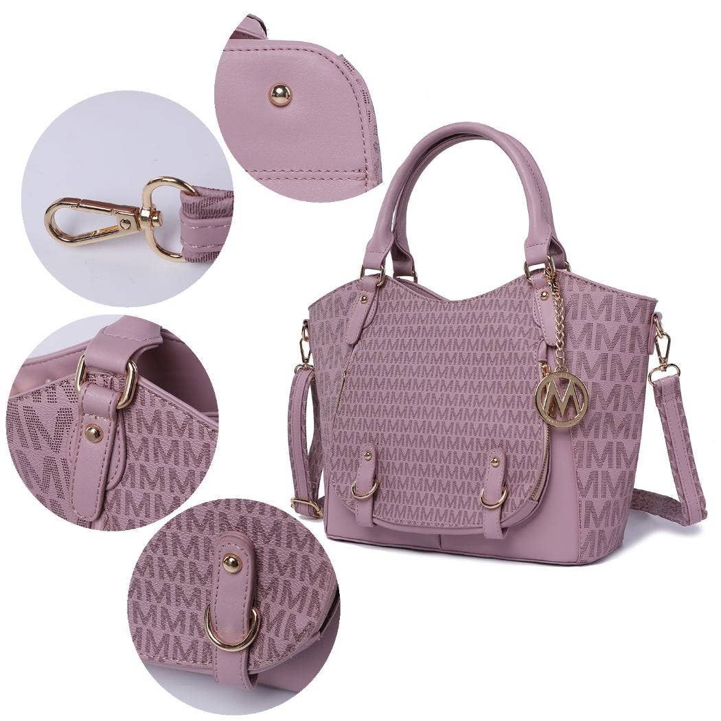 Talula Signature Printed Vegan Leather Satchel Bag by Mia K