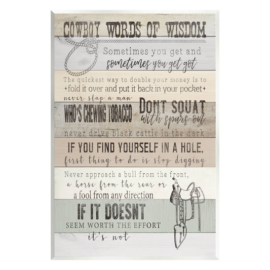 Cowboy Words of Wisdom Plaque Art