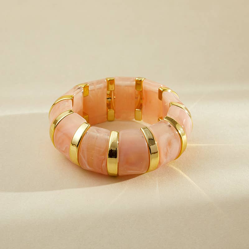 B25170 Bold Tiled Polyresin Stretch Bangle Bracelet