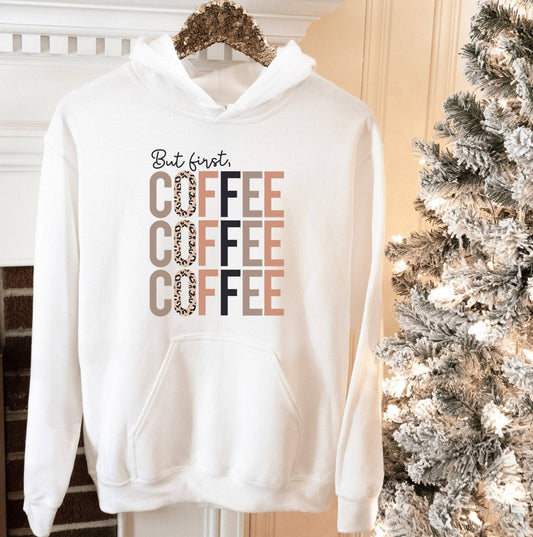 But First Leopard Print Coffee Hoodie