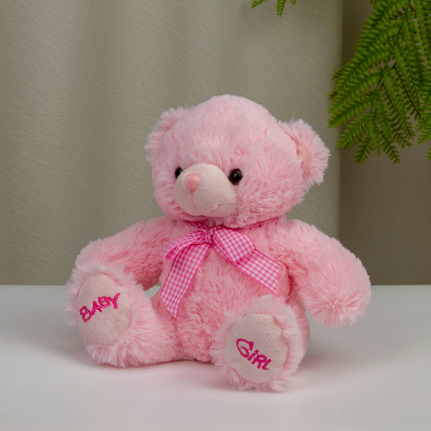 9″ Baby Girl Plush Teddy Bear | Pink Ribbon Bear Gift