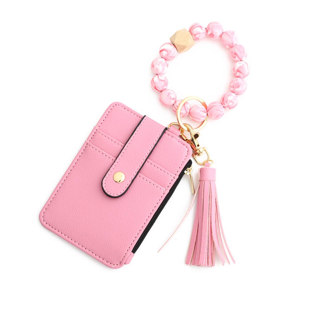 Multi-Colored Leopard Print Bracelet Card Slot Keychain