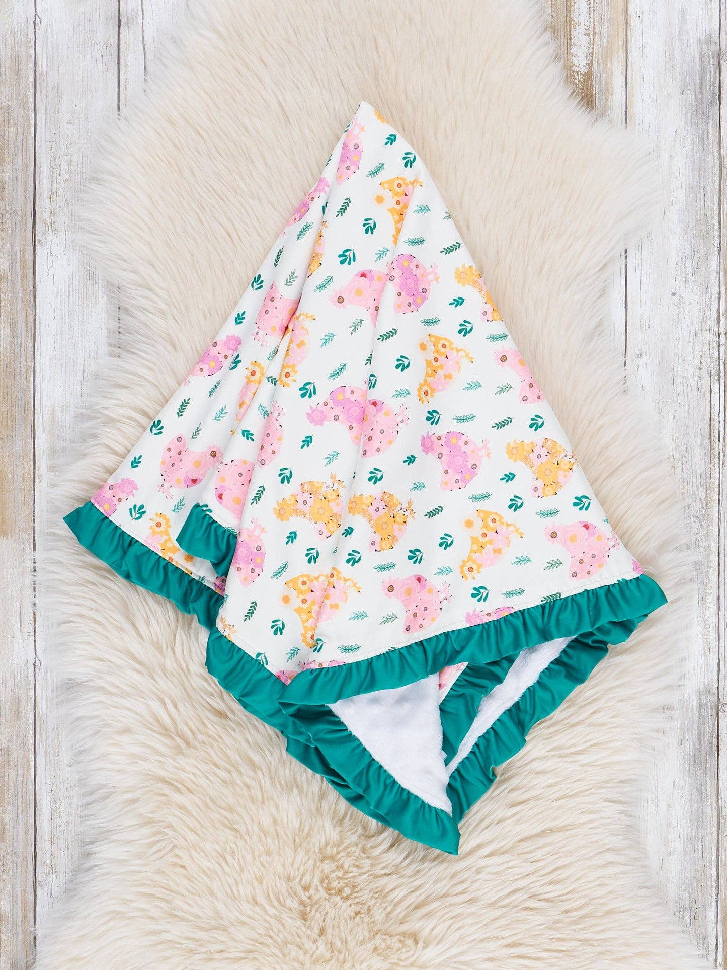 Hen Garden Ruffle Minky Blanket
