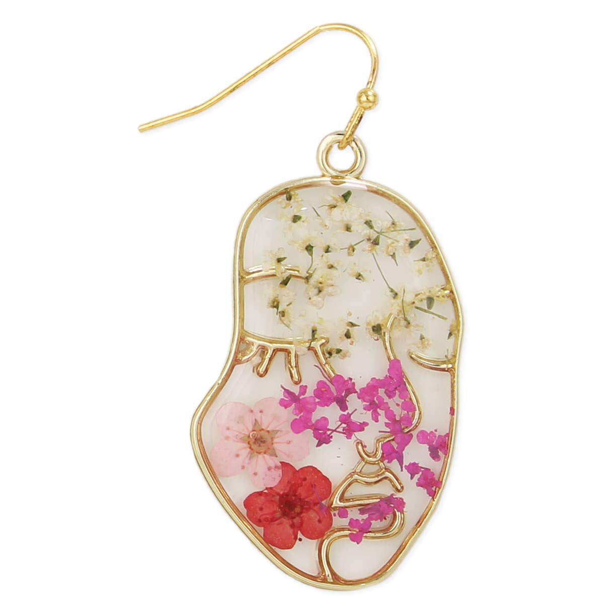 Rosy Cheeks Gold Dried Flower Earrings