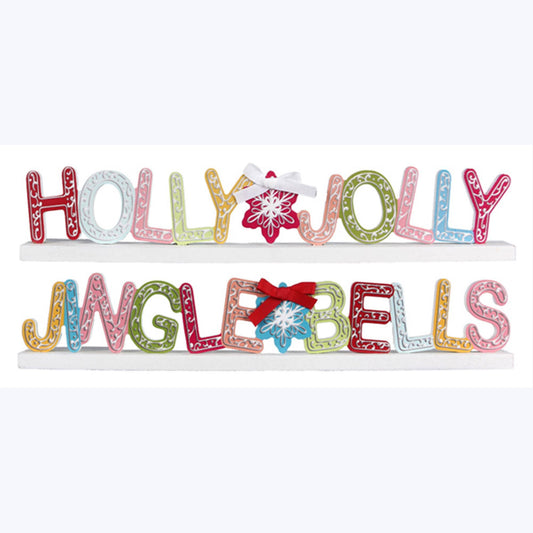Wooden Colorful Christmas Tabletop Sign Set