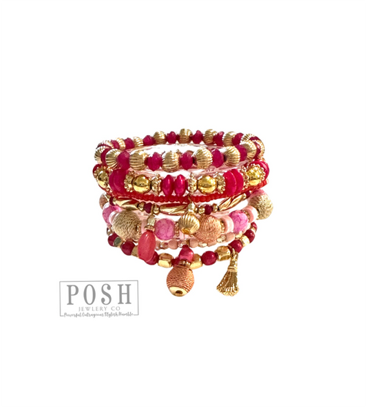 Pink mix bracelet set 9PB075