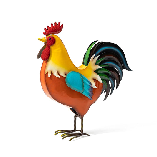 21 in H Metal Standing Rooster Garden Statue
