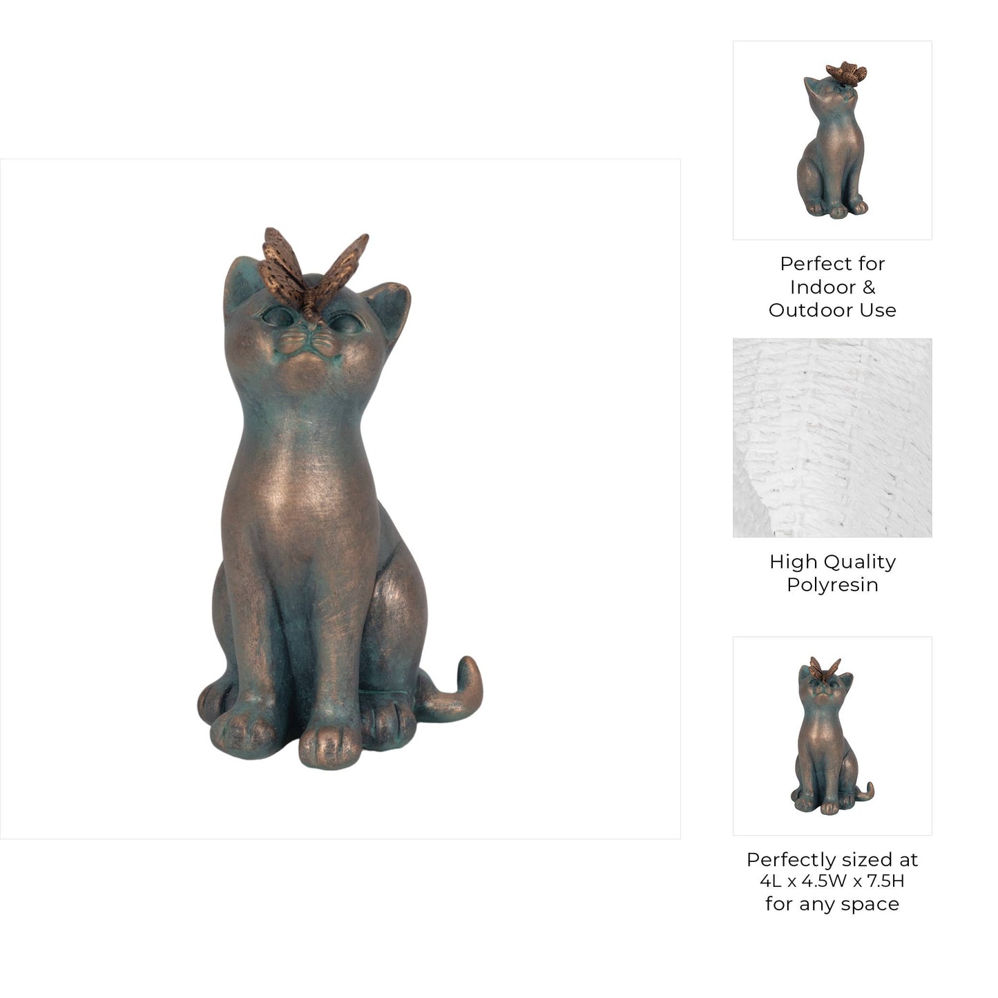 Sculpture - Multicolor Resin Butterfly on Cat's Nose, 8 in.