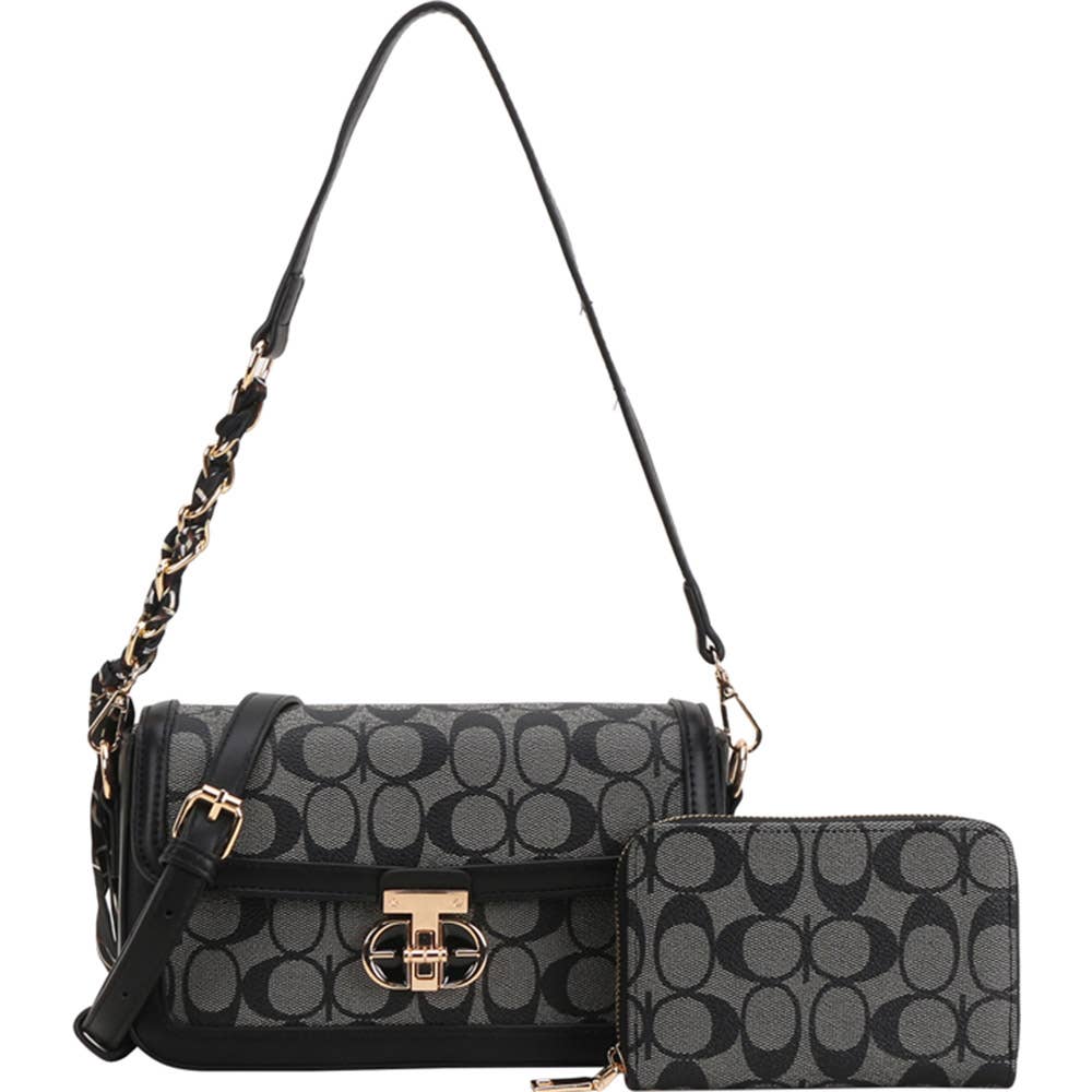 MONOGRAM FAUX LEATHER SHOULDER CROSSBODY BAG WAL, 8PS 1362A