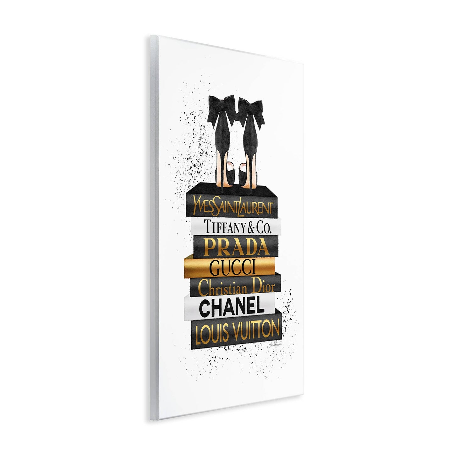 Black Gold White Glam Bookstack Wall Plaque