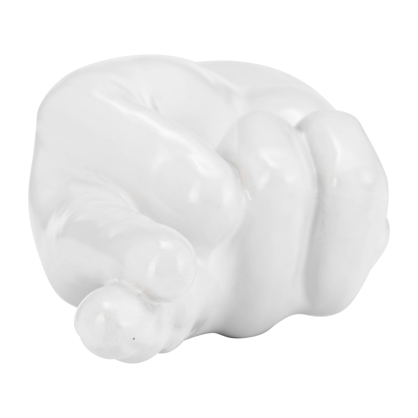 White 8 in. Ceramic Crossing Fingers Signal Hand Sculpture