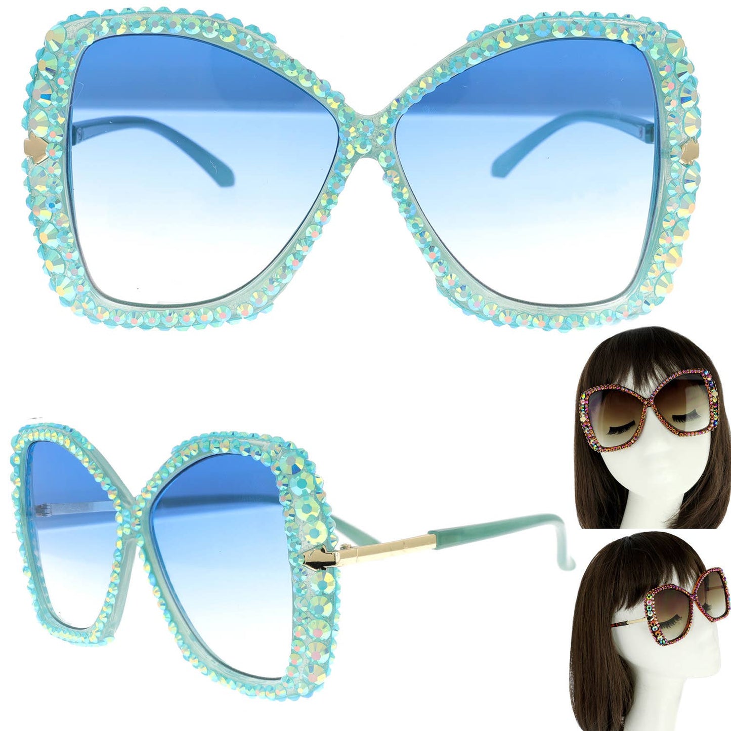 Sparkling Rhinestone Square Sunglasses